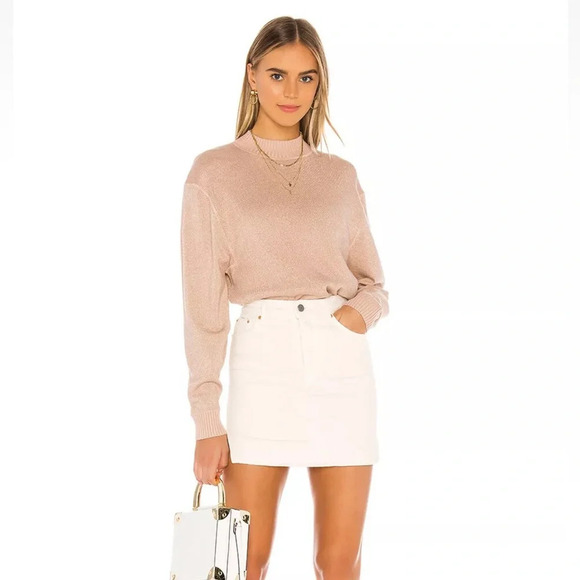 Free People Starry Night Shimmer Sweater Pullover Cream Metallic Holiday Party M - Picture 9 of 9